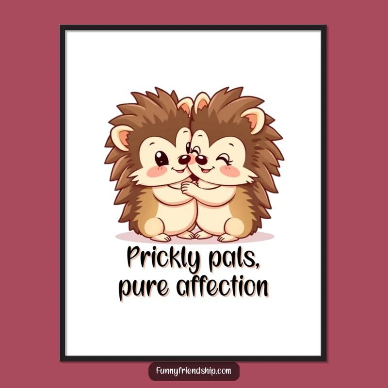 Free Printable Hedgehog Love Art - Cute Hugging Duo Funny Wall Decor Downloadable