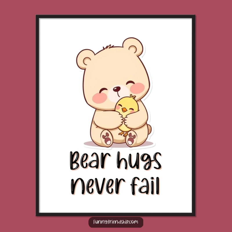 Free Printable Wall Art: Bear Hugs Bird, Cozy Downloadable Decor for a Sweet Home