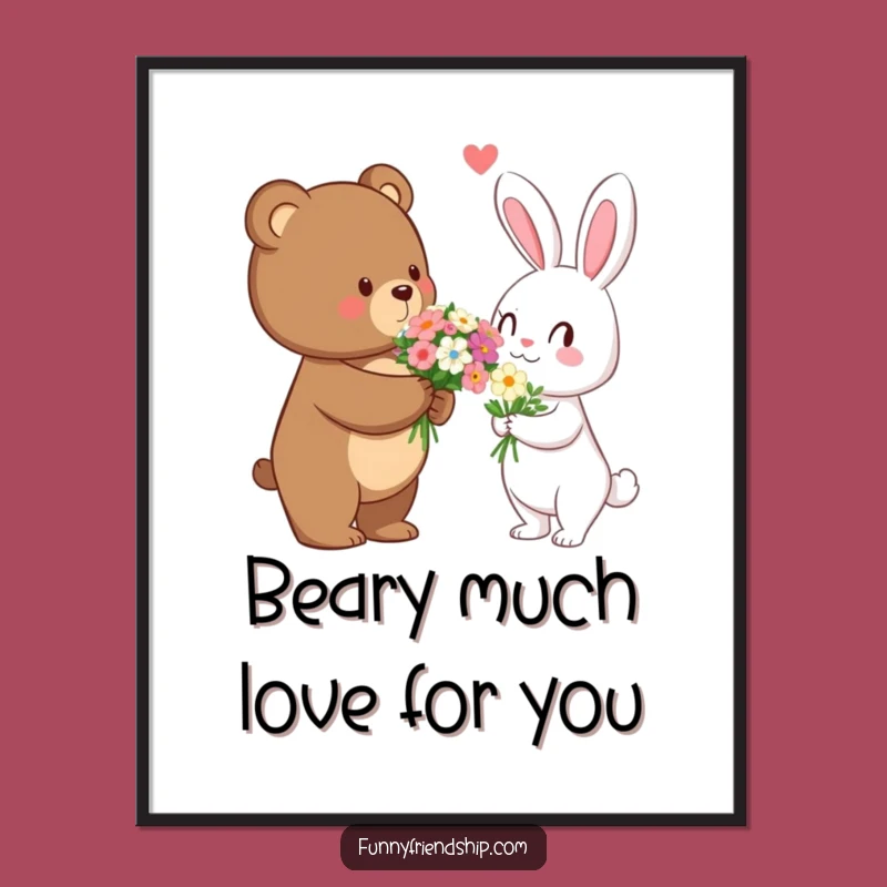 Free Printable Wall Art: Bear & Rabbit Flower Friendship Decor
