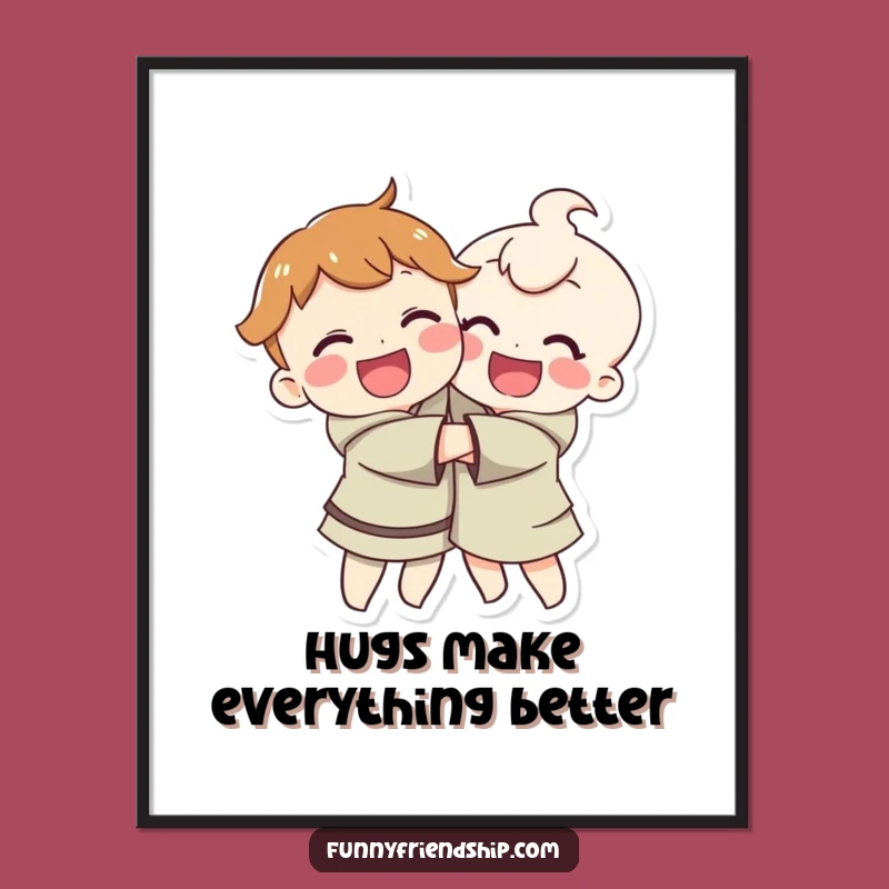 Free Printable Wall Art: Happy Hugs - Joyful & Funny Downloadable Decor