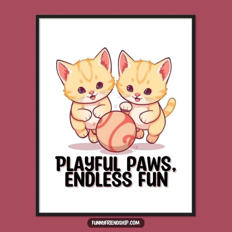 Free Printable Wall Art: Playful Kittens Ball Chase Funny Downloadable Art for Home
