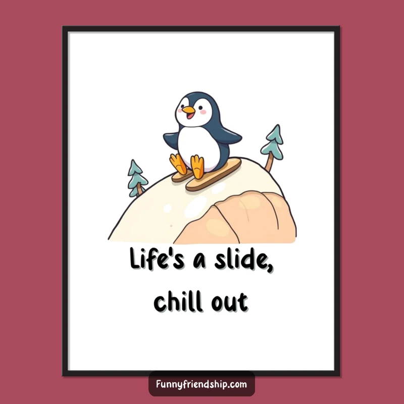 Funny Free Printable Penguin Sliding Wall Art - Cute Downloadable Decor!