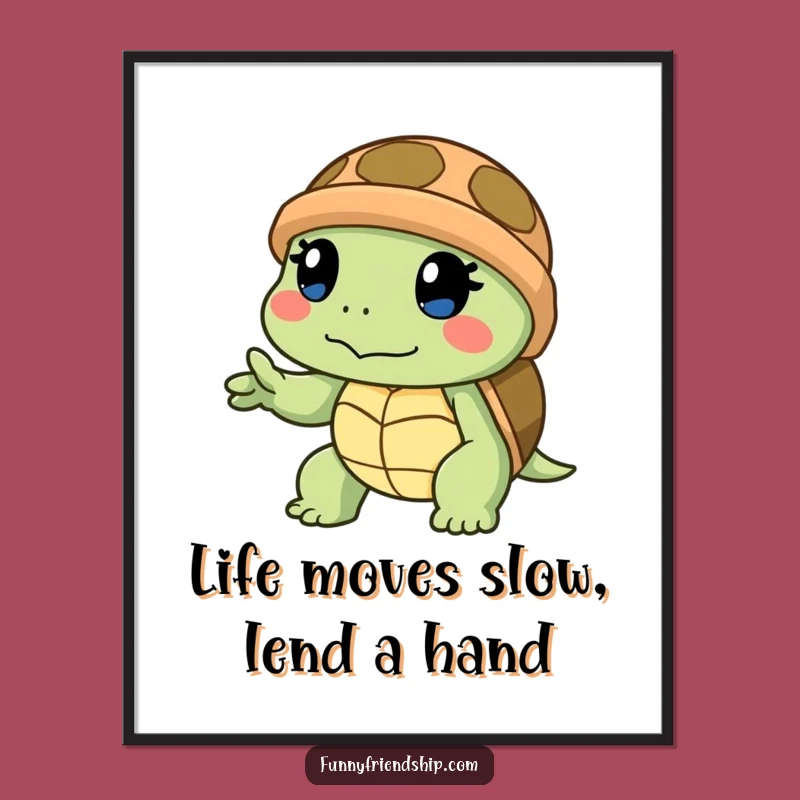 Funny Free Printable Turtle Helping Hand Wall Art - Kind Downloadable Decor!