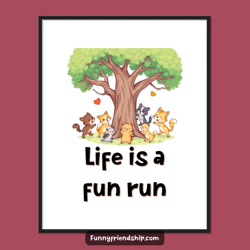 Funny Free Printable Wall Art: Animal Tag Scene, Downloadable Playful Decor