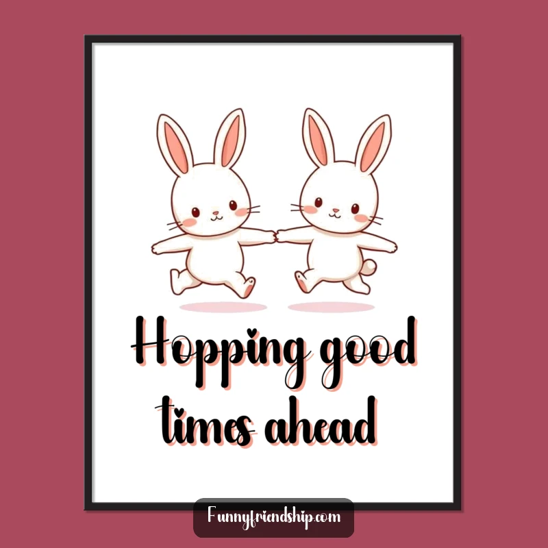 Sweet Free Printable Bunny Wall Art - Playful Skipping Duo Humorous Downloadable Decor