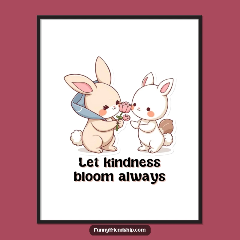 Funny Free Printable Wall Art: Bunny Offering Flower - Whimsical Downloadable Decor