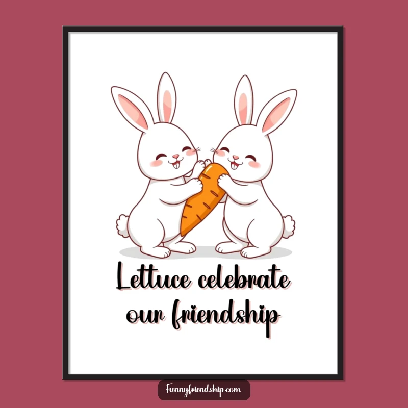 Free Printable Rabbit Wall Art - Funny High-Five Carrot Downloadable Decor