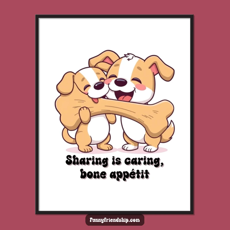 Free Printable Wall Art: Dog Shares Giant Bone Dog Lover Humor Downloadable