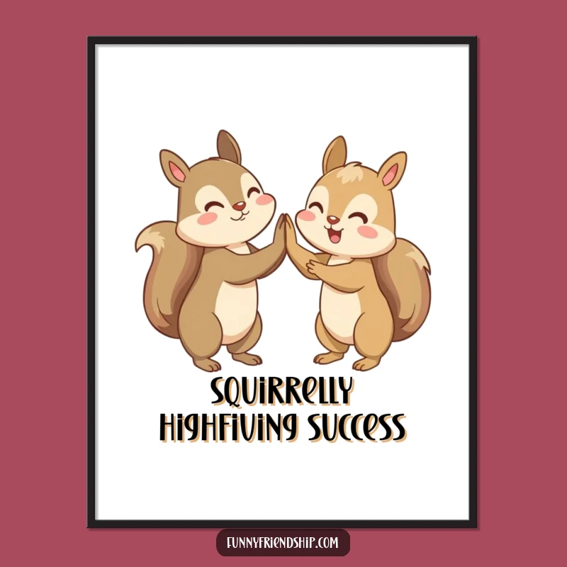 Funny Free Printable Wall Art: Squirrel High-Five Humor Downloadable Decor