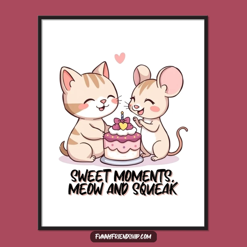 Free Printable Cat Mouse Cake Wall Art: Funny Downloadable Decor for Friends!