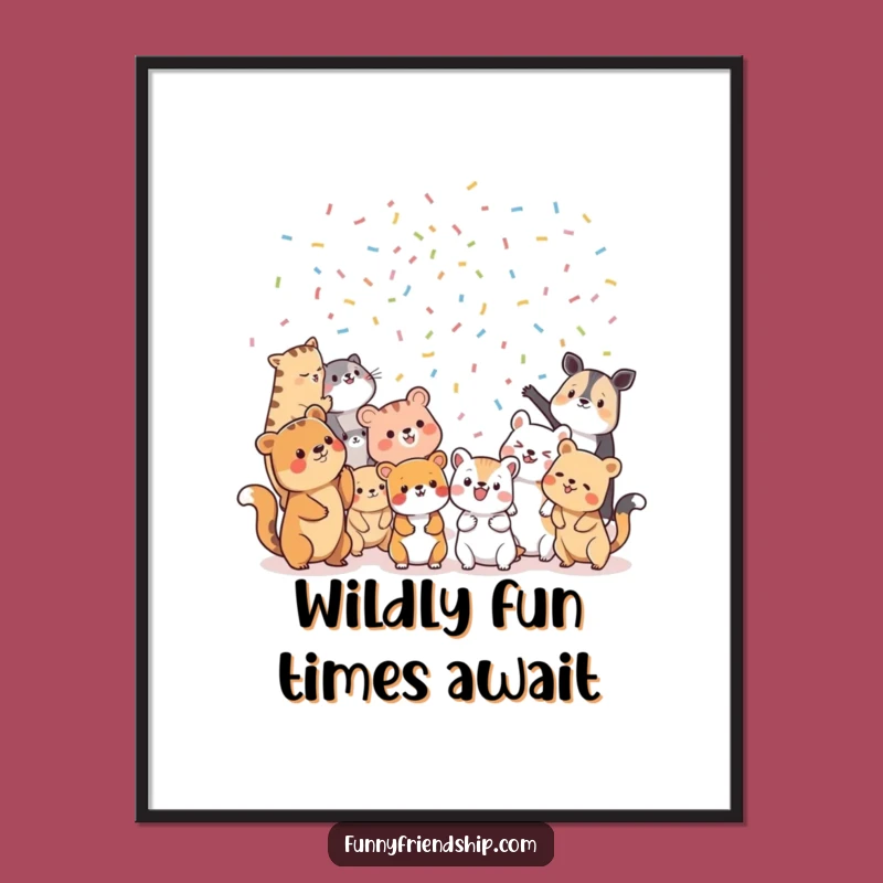 Free Printable Wall Art: Animal Confetti Party Funny Downloadable