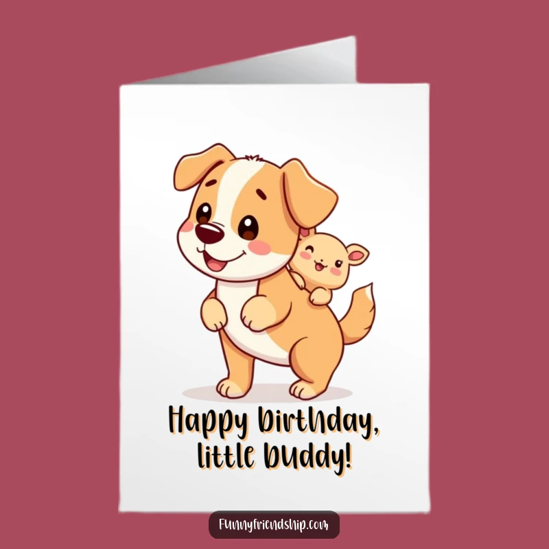 Free Printable Birthday Card Funny Dog Piggyback Downloadable, Celebrate with Wagging Tail Excitement