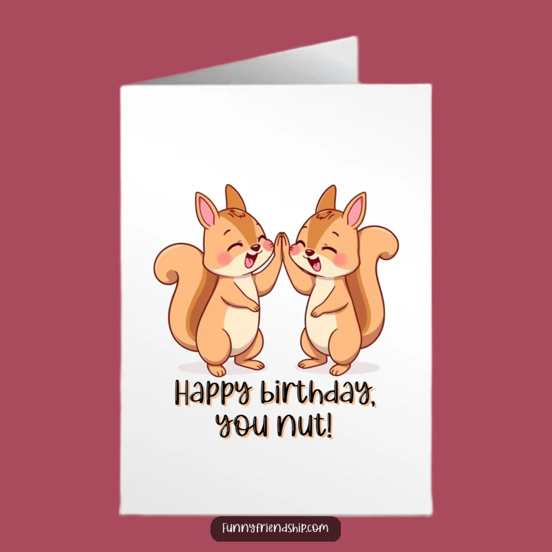 Free Printable Birthday Card Funny Squirrel High Five Downloadable, Celebrate Their Big Day with Acorn-y Fun!