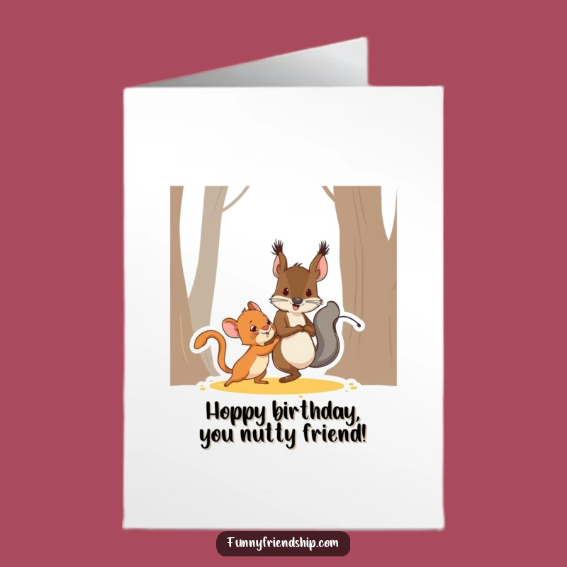 Free Printable Funny Birthday Card: Squirrel & Mouse Tag - Energetic Downloadable Gift