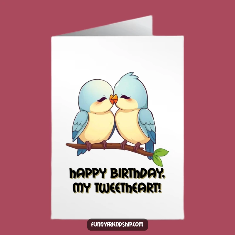 Free Printable Birthday Card: Cute Love Birds Nuzzling Downloadable Gift