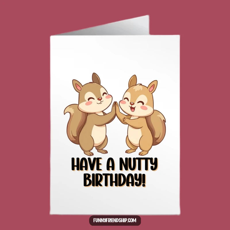 Free Printable Birthday Card: Squirrels High-Five Funny Downloadable Gift