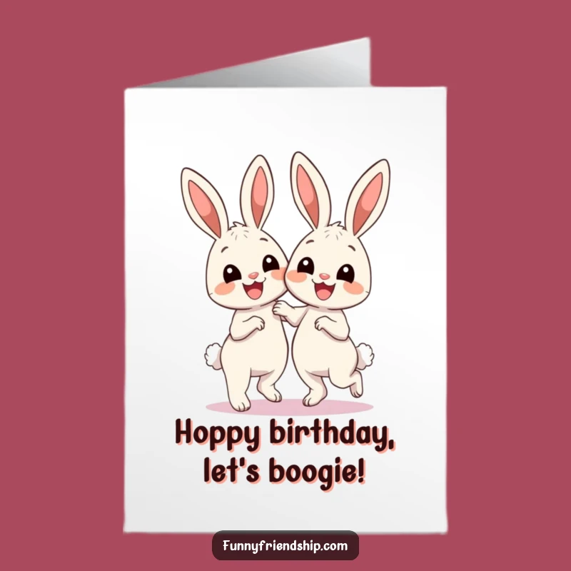 Free Printable Birthday Card: Dancing Bunnies Funny Downloadable Gift For Loved Ones