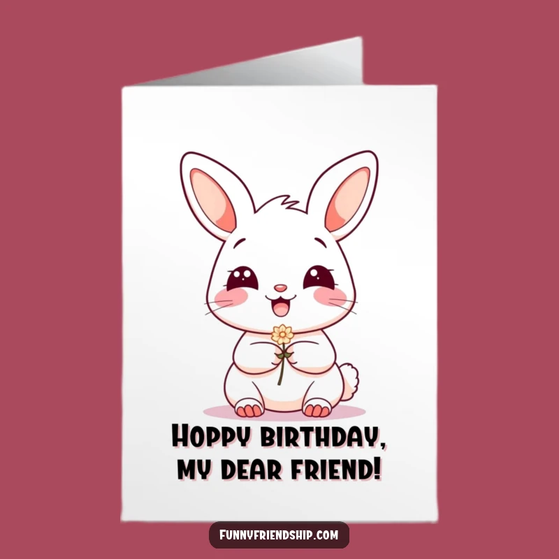 Free Printable Bunny Flower Birthday Card: Funny Downloadable Gift for a Sweet Celebration