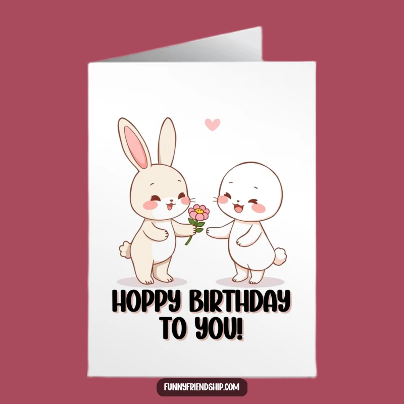 Bunny Blooms: Free Printable Birthday Card with a Flower for Sweet Wishes!