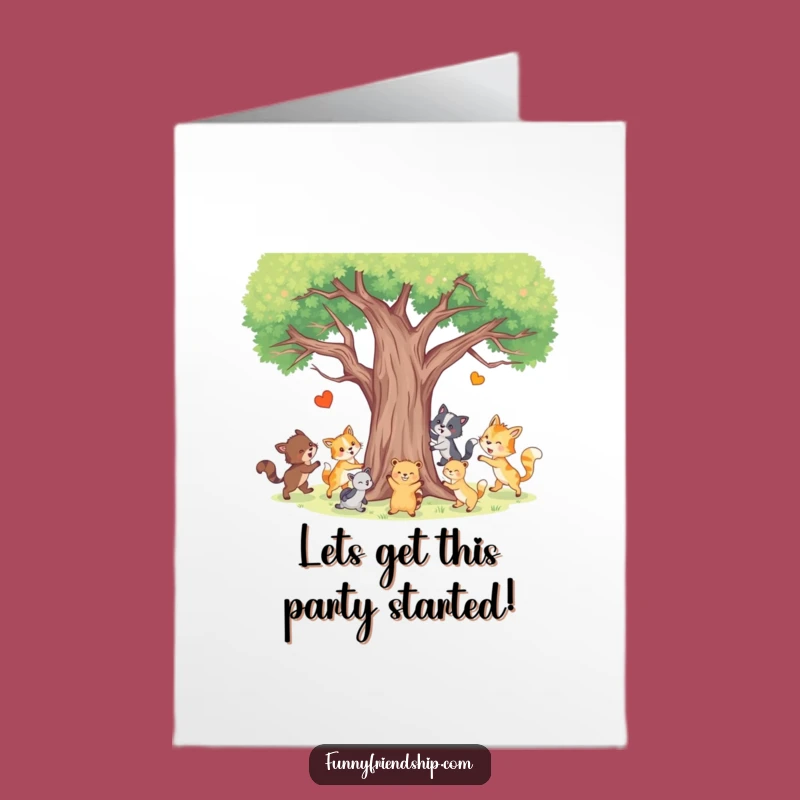 Free Printable Birthday Card: Animals Playing Tag, Downloadable Fun Celebration Gift