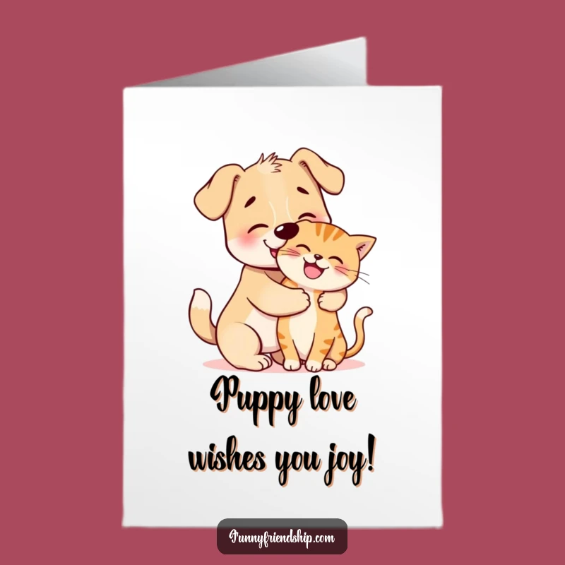 Free Printable Dog & Cat Hug Birthday Card: Funny Downloadable Gift for Pet Lovers