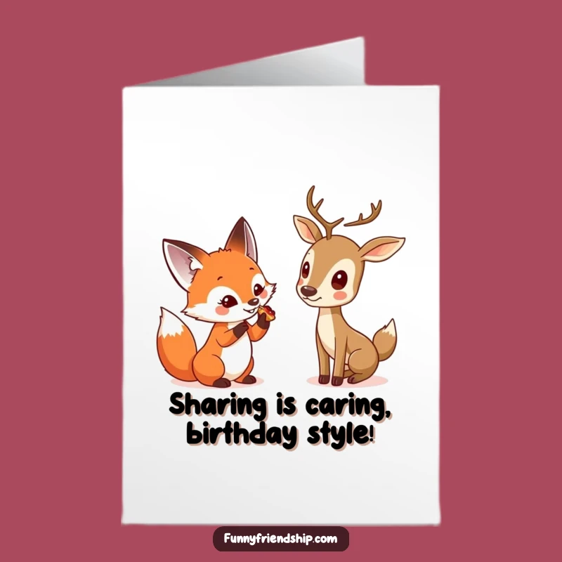 Free Printable Birthday Fox & Deer Treat Card, Funny Downloadable Gift for All