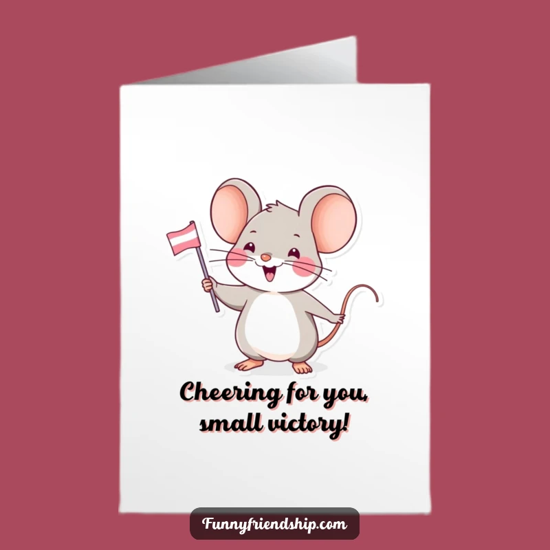 Free Printable Mouse Congrats Card - Waving Flag Humor Downloadable Gift