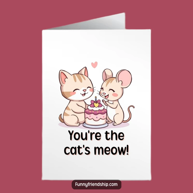 Free Printable Cat Mouse Cake Congrats Card: Friendly Funny Downloadable Gift!