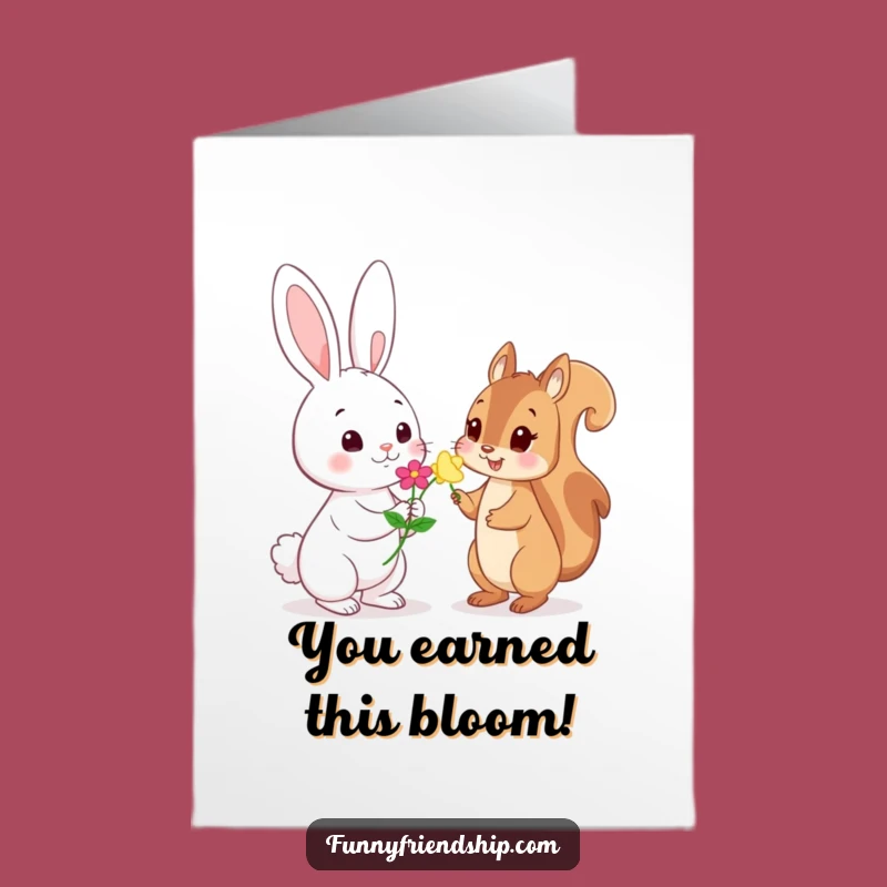 Free Printable Congrats Card: Rabbit Flower Squirrel Funny Downloadable Gift