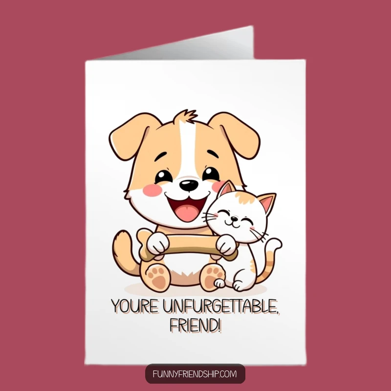 Free Printable Dog & Cat Congrats Card - Sharing a Bone Funny Downloadable