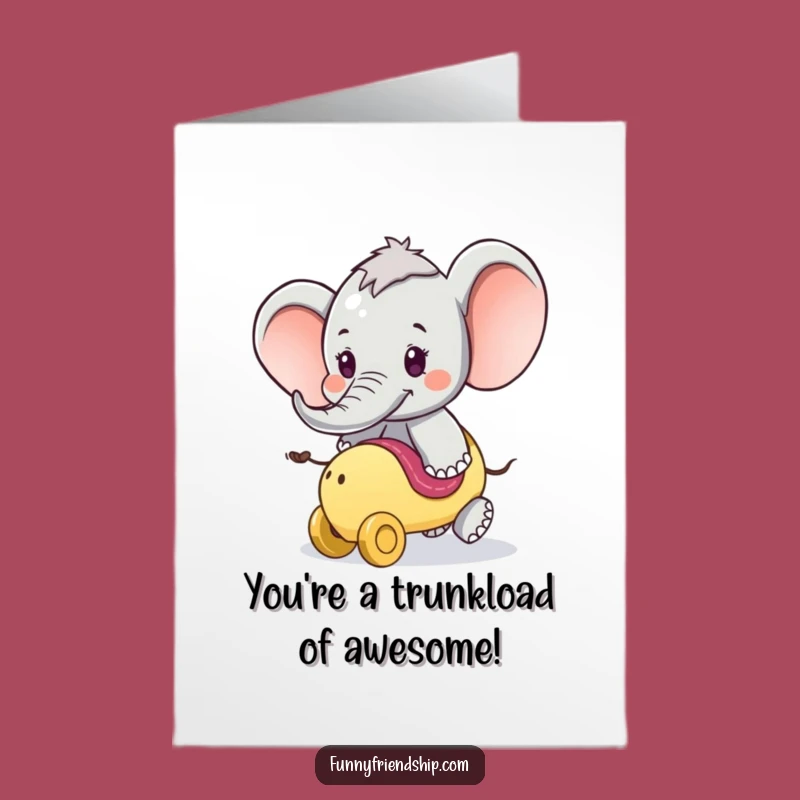 Free Printable Elephant Ride Congratulations Card: Funny Downloadable Gift for a Joyful Achievement