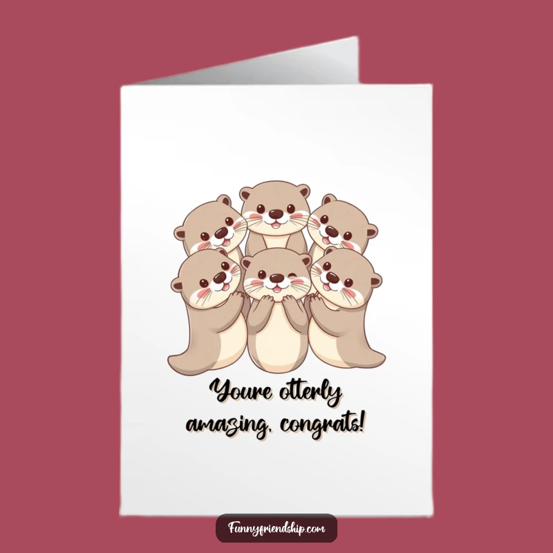 Free Printable Otter Congrats Card - Funny Circle Paws Downloadable DIY