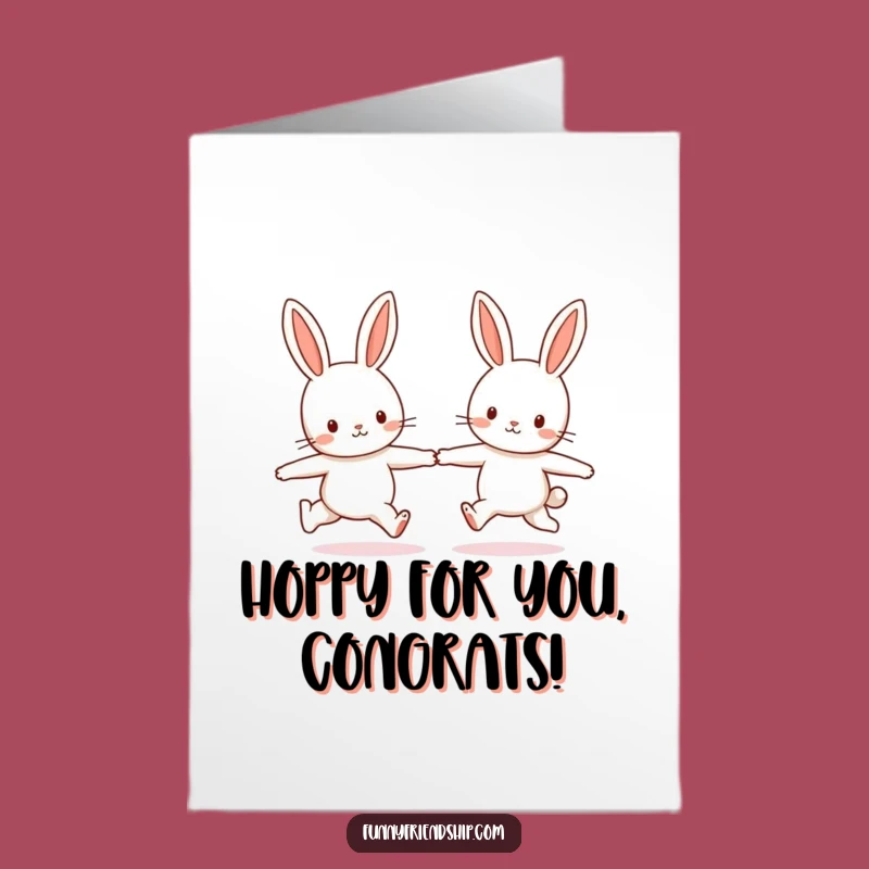 Free Printable Bunny Congrats Card - Skipping Pair Humor Downloadable Gift