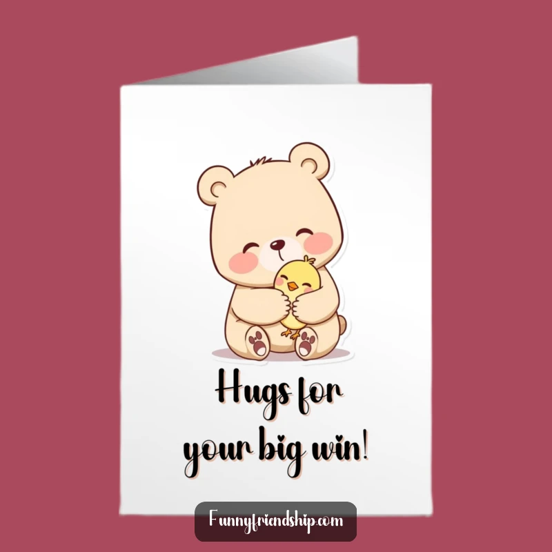 Free Printable Congrats Card: Bear Hugs Bird, Sweet Downloadable Celebration of Success