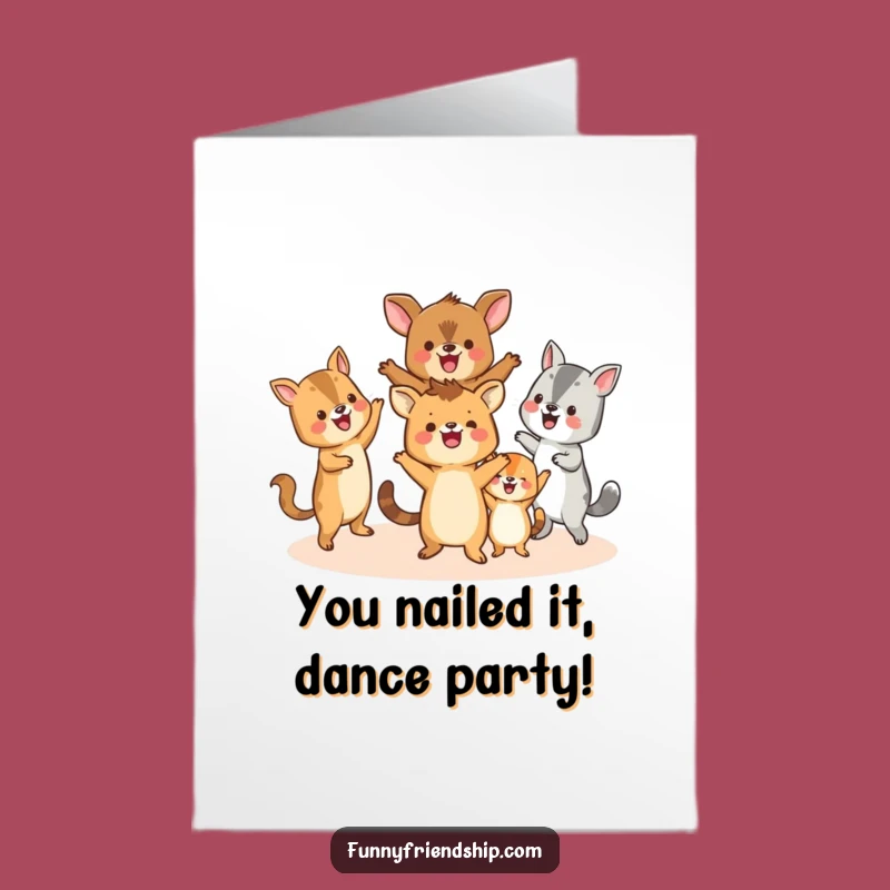 Joyful Free Printable Congrats Card: Animal Dance for Your Big Win