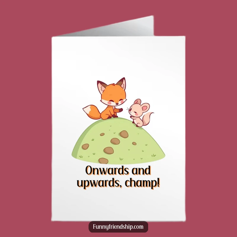 Free Printable Congrats Card: Fox & Mouse Climb to Success Gift