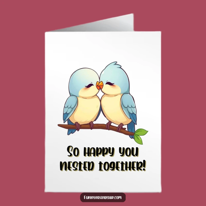 Free Printable Congrats Card: Love Birds Nuzzling Celebration Gift