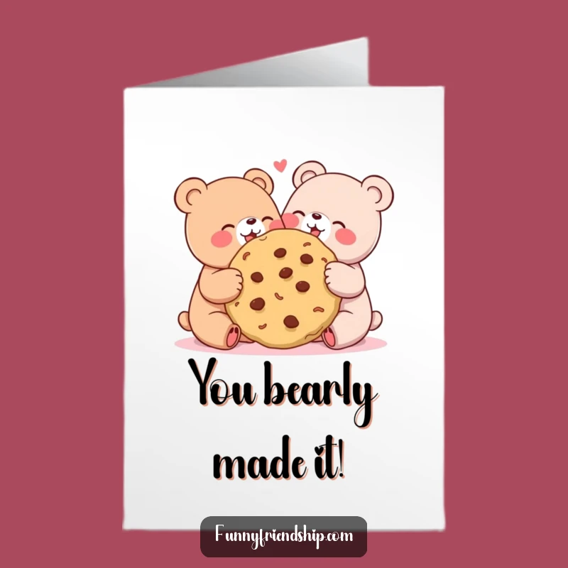 Free Printable Congrats Card: Bears Sharing Cookie Funny Downloadable Gift