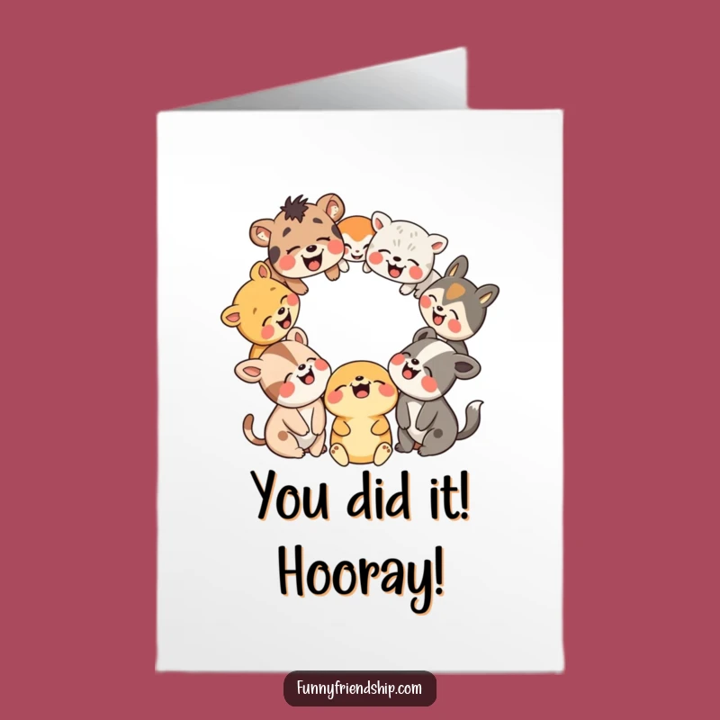 Free Printable Congrats Card: Funny Animal Circle Laughing, Perfect Downloadable Celebration
