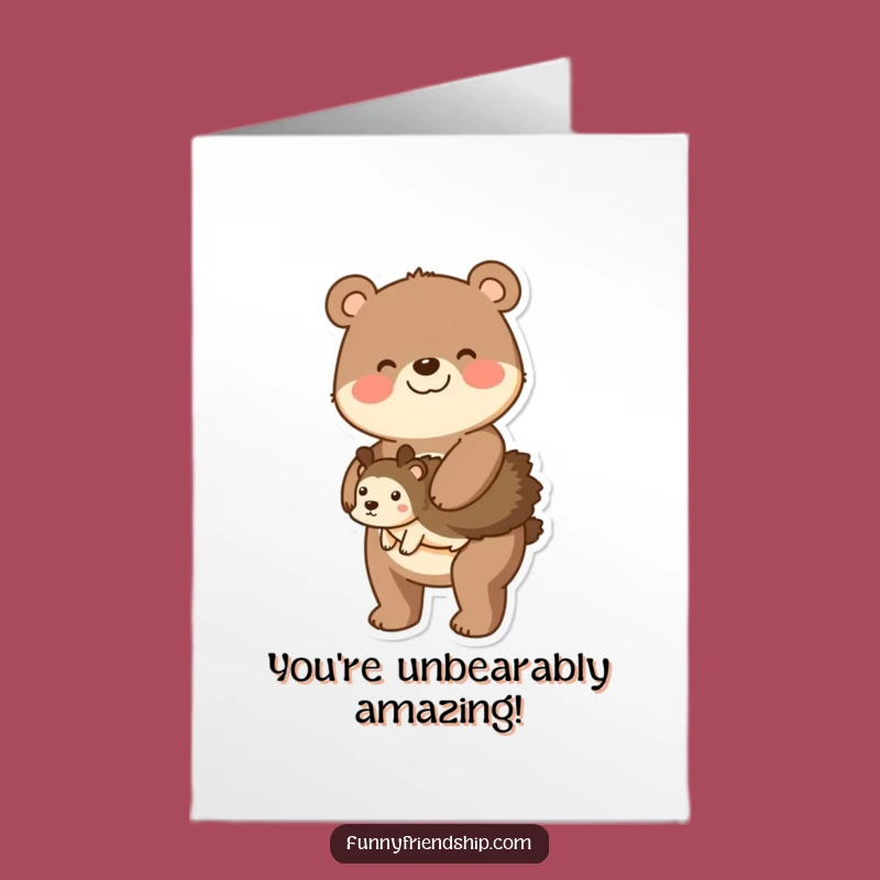 Free Printable Congrats Card: Bear Piggyback Hedgehog Celebration Downloadable