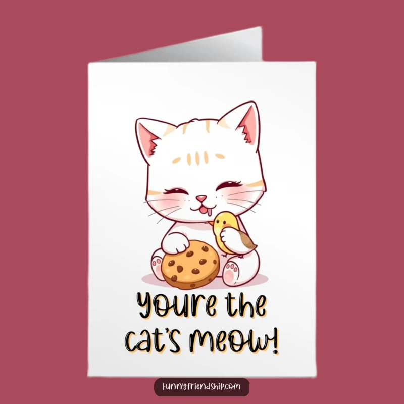 Free Printable Congrats Card: Cat Bird Share, Downloadable Kind Celebration