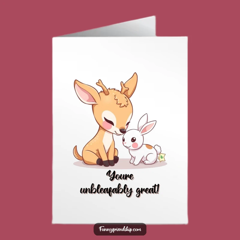 Free Printable Congrats Card: Deer Nudges Rabbit Funny Downloadable Celebration Gift