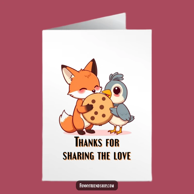 Appreciative Free Printable Thank You Card: Fox & Bird Cookie Gift