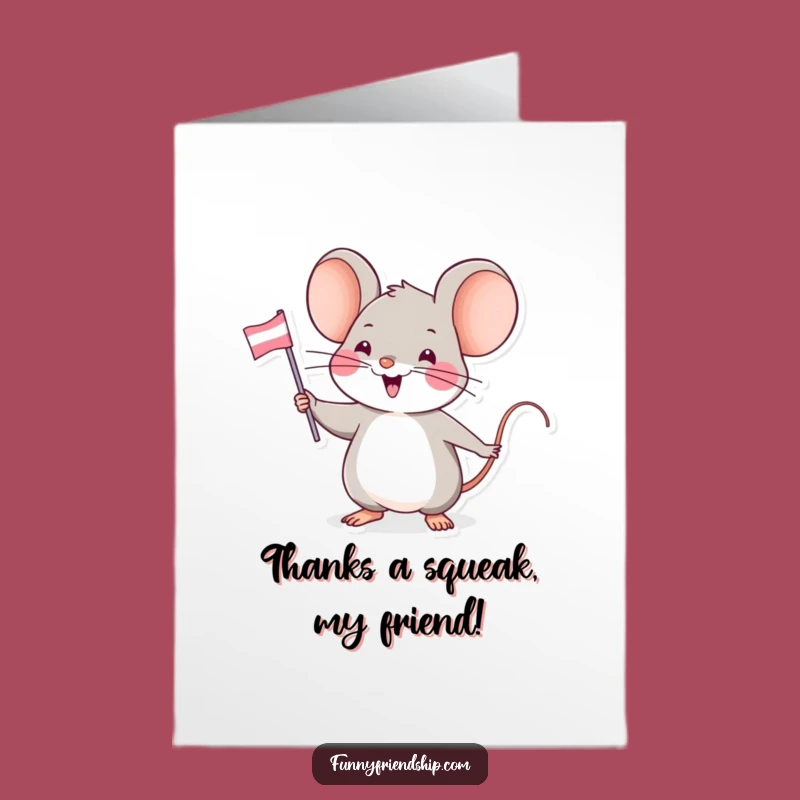 Charming Free Printable Mouse Thank You Card - Friendship Flag Downloadable Gift