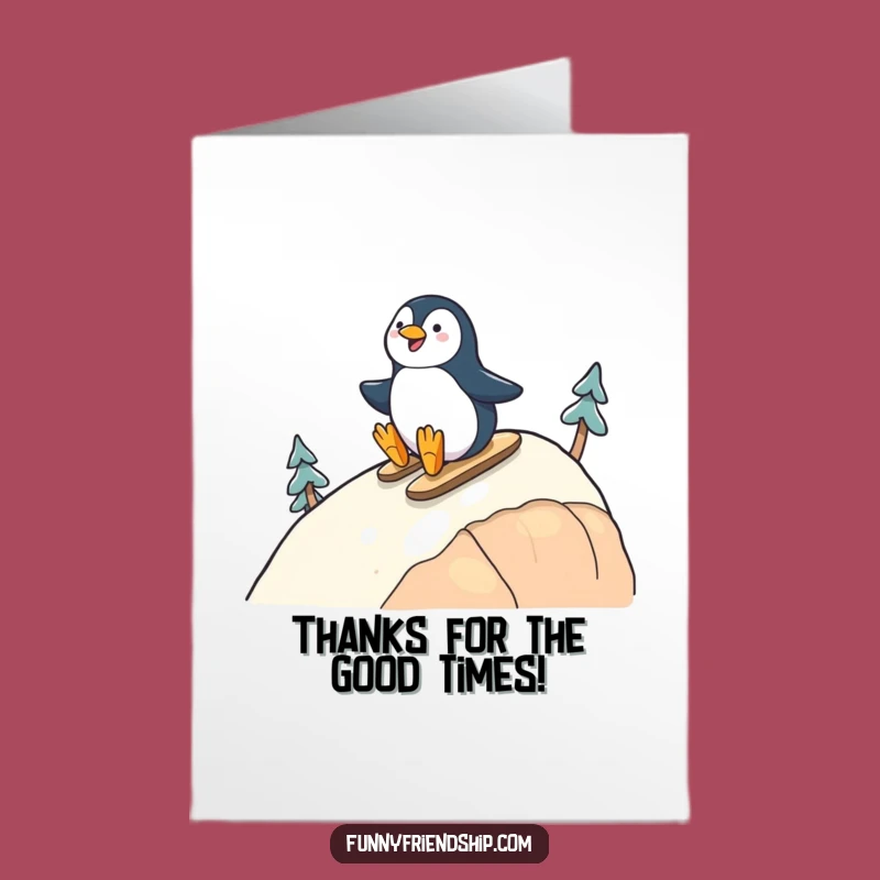 Free Printable Penguin Thank You Card - Friend Slides Downloadable Gift!