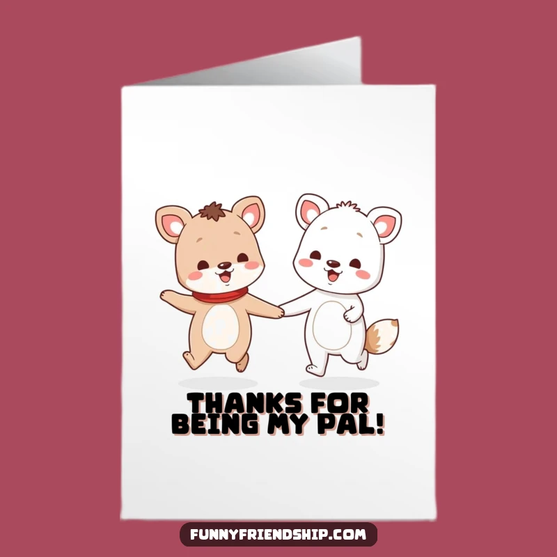 Free Printable Skipping Friends Thank You Card: Funny Downloadable Gift for Friendship