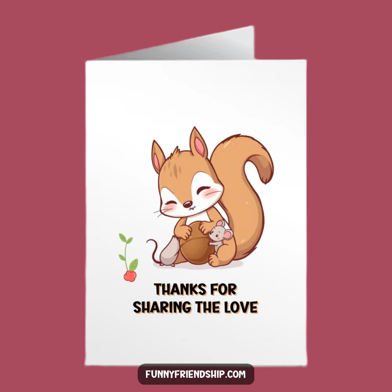 Free Printable Squirrel & Mouse Thank You Card: Funny Downloadable Gift for Showing Kindness