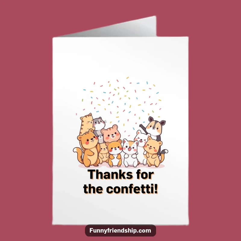 Free Printable Thank You Card: Animal Confetti Funny Downloadable Gift