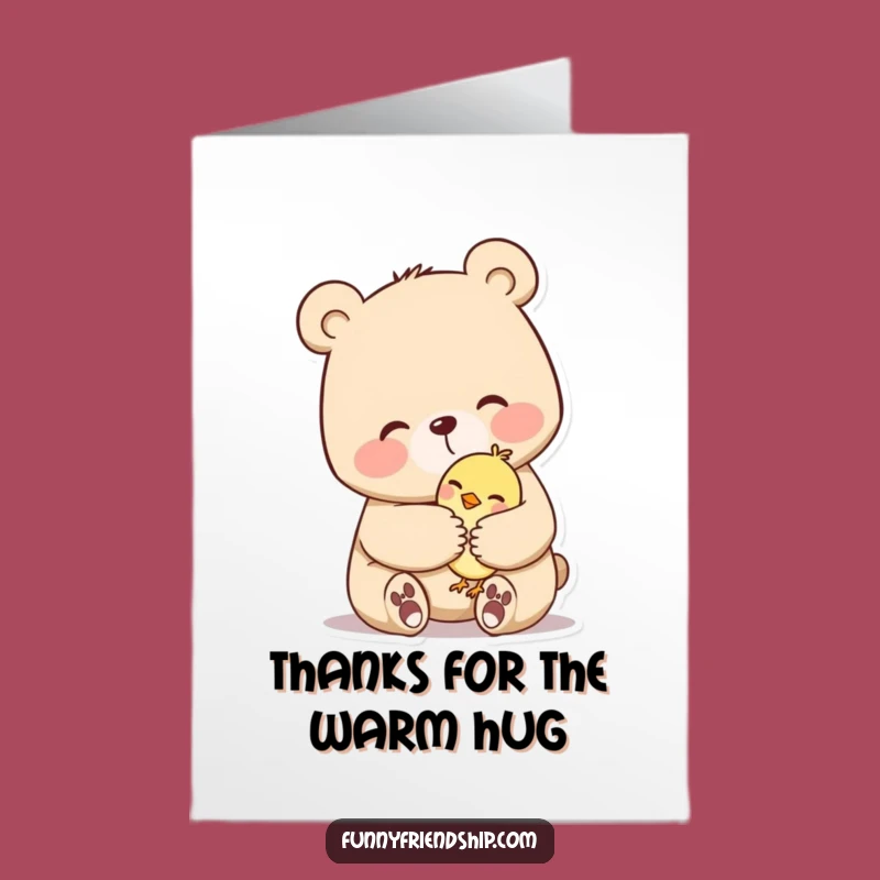 Free Printable Thank You Card: Bear Hugs Bird, Heartfelt Downloadable Gratitude
