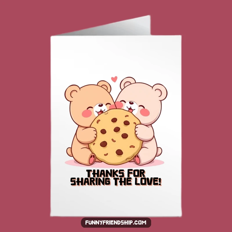 Free Printable Thank You Card: Bears Sharing Cookie Funny Downloadable Gift